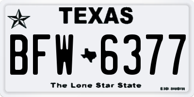 TX license plate BFW6377