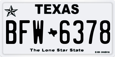 TX license plate BFW6378