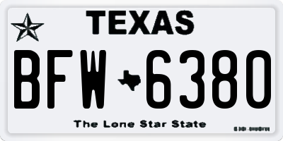 TX license plate BFW6380