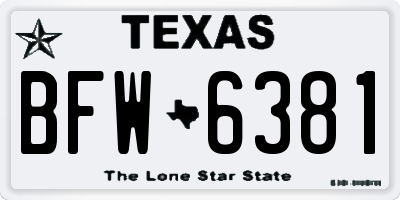 TX license plate BFW6381