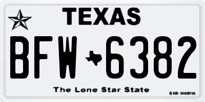 TX license plate BFW6382