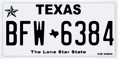 TX license plate BFW6384