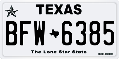 TX license plate BFW6385
