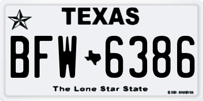TX license plate BFW6386
