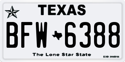 TX license plate BFW6388