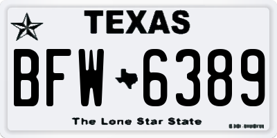 TX license plate BFW6389