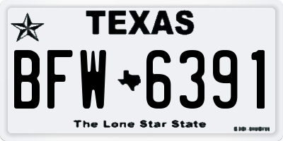 TX license plate BFW6391