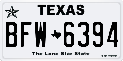 TX license plate BFW6394
