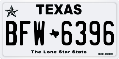 TX license plate BFW6396
