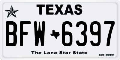 TX license plate BFW6397