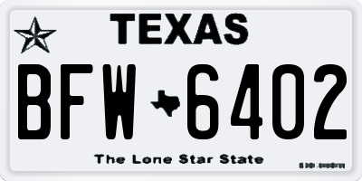 TX license plate BFW6402