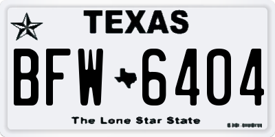 TX license plate BFW6404
