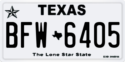 TX license plate BFW6405