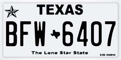 TX license plate BFW6407