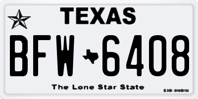 TX license plate BFW6408