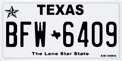 TX license plate BFW6409