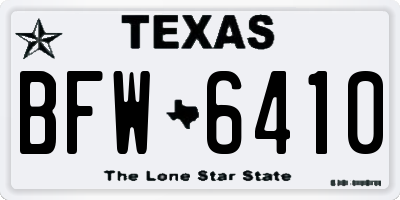TX license plate BFW6410