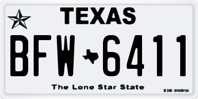 TX license plate BFW6411