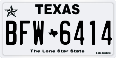 TX license plate BFW6414