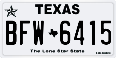 TX license plate BFW6415