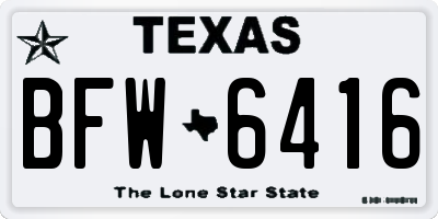 TX license plate BFW6416