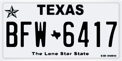 TX license plate BFW6417