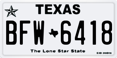 TX license plate BFW6418