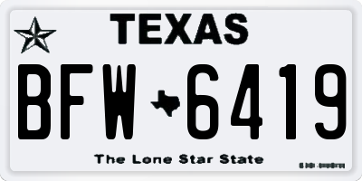 TX license plate BFW6419