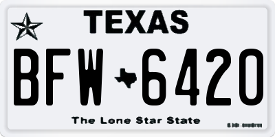 TX license plate BFW6420