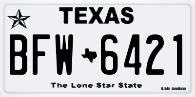 TX license plate BFW6421