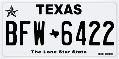 TX license plate BFW6422