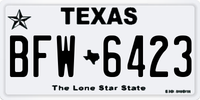 TX license plate BFW6423