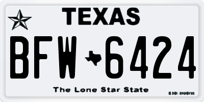 TX license plate BFW6424