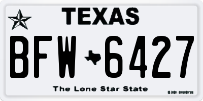 TX license plate BFW6427