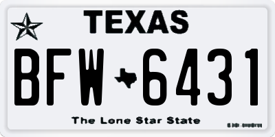 TX license plate BFW6431