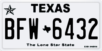 TX license plate BFW6432