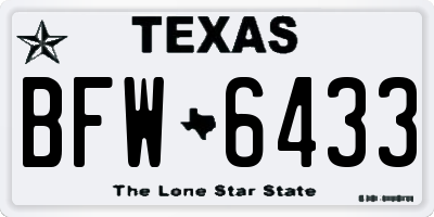 TX license plate BFW6433