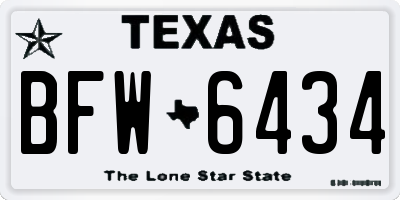 TX license plate BFW6434