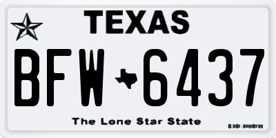 TX license plate BFW6437