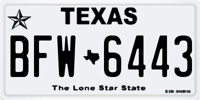 TX license plate BFW6443