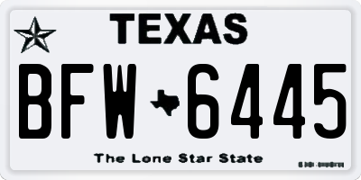 TX license plate BFW6445
