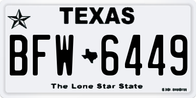 TX license plate BFW6449
