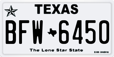 TX license plate BFW6450