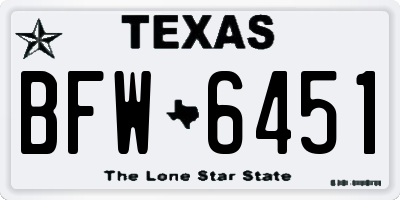 TX license plate BFW6451