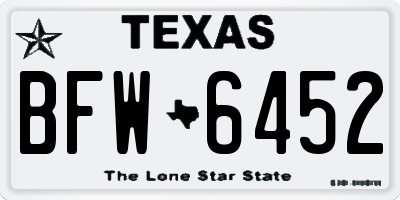 TX license plate BFW6452