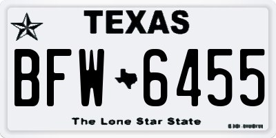 TX license plate BFW6455