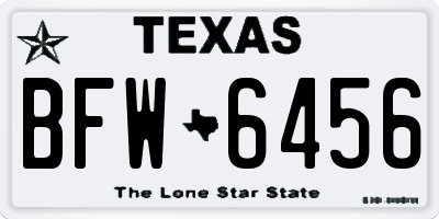 TX license plate BFW6456