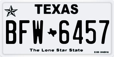 TX license plate BFW6457