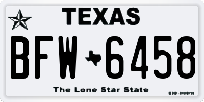 TX license plate BFW6458