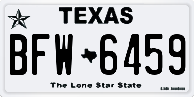 TX license plate BFW6459
